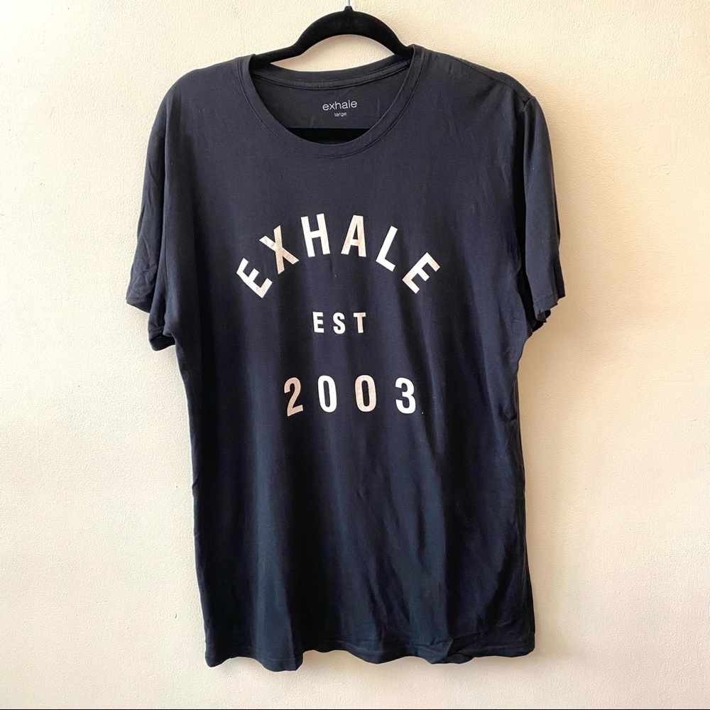 Exhale yoga black graphic after workout T-shirt size large